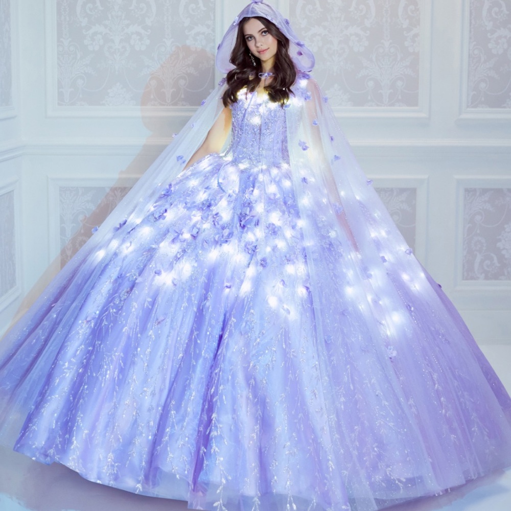 Enchanting Light-Up Purple Gown with Hood